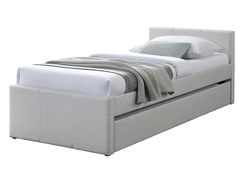 Vente-unique Lit gigogne 90 x 190 cm - Tissu - Beige - DORITALO Sale