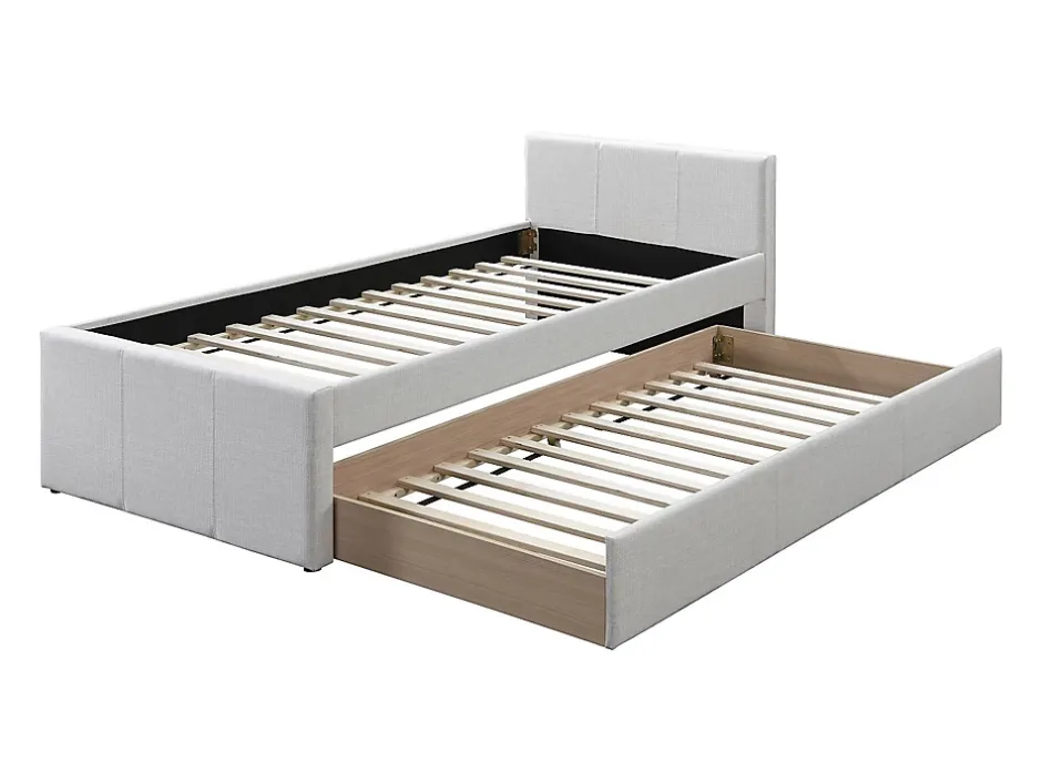 Vente-unique Lit gigogne 90 x 190 cm - Tissu - Beige - DORITALO Sale