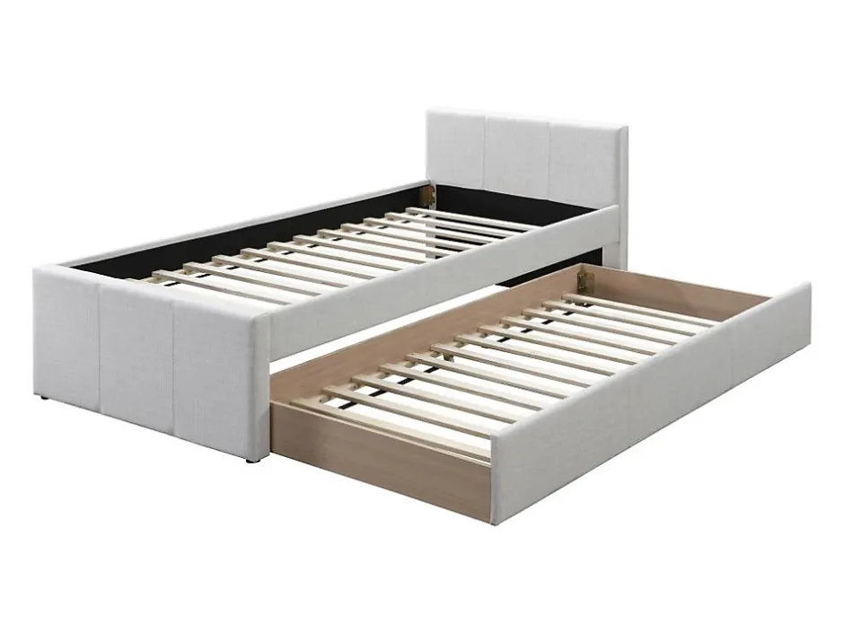 Vente-unique Lit gigogne 90 x 190 cm - Tissu - Beige - DORITALO Sale