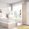 Vente-unique Lit gigogne 2 x 90 x 190 cm - Coloris : Naturel et blanc - SONIA Online