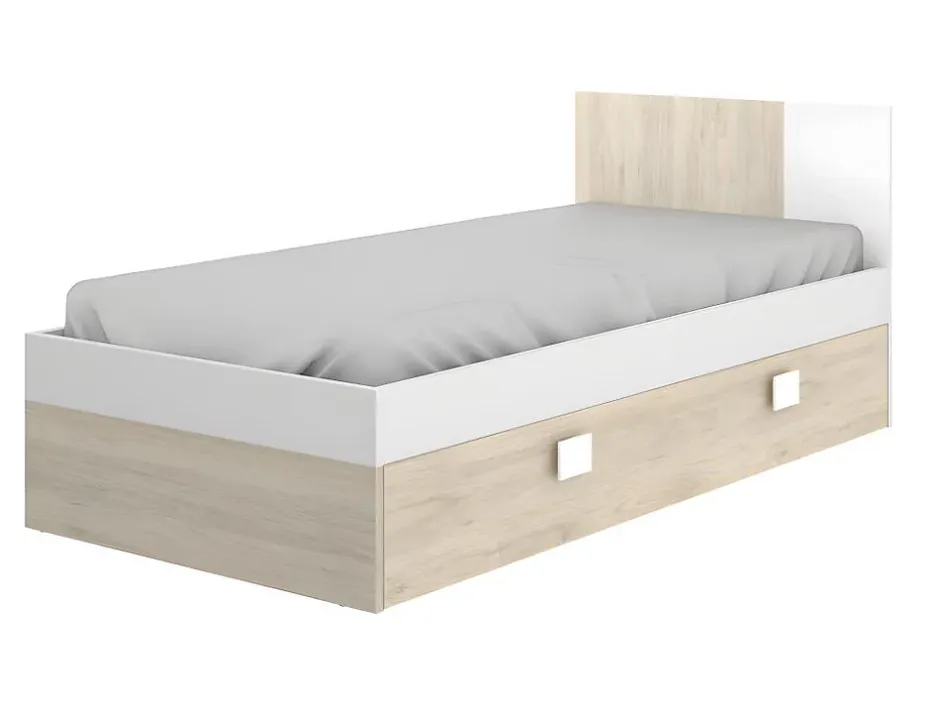 Vente-unique Lit gigogne 2 x 90 x 190 cm - Coloris : Naturel et blanc - SONIA Online