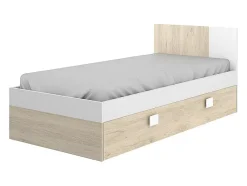 Vente-unique Lit gigogne 2 x 90 x 190 cm - Coloris : Naturel et blanc - SONIA Online