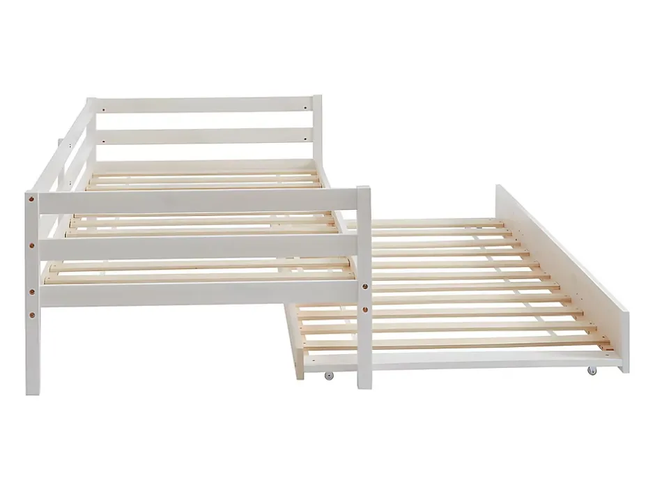 Vente-unique Lit gigogne AEDAN II - 2 x 90 x 190 cm - Pin massif et MDF - Blanchi Hot