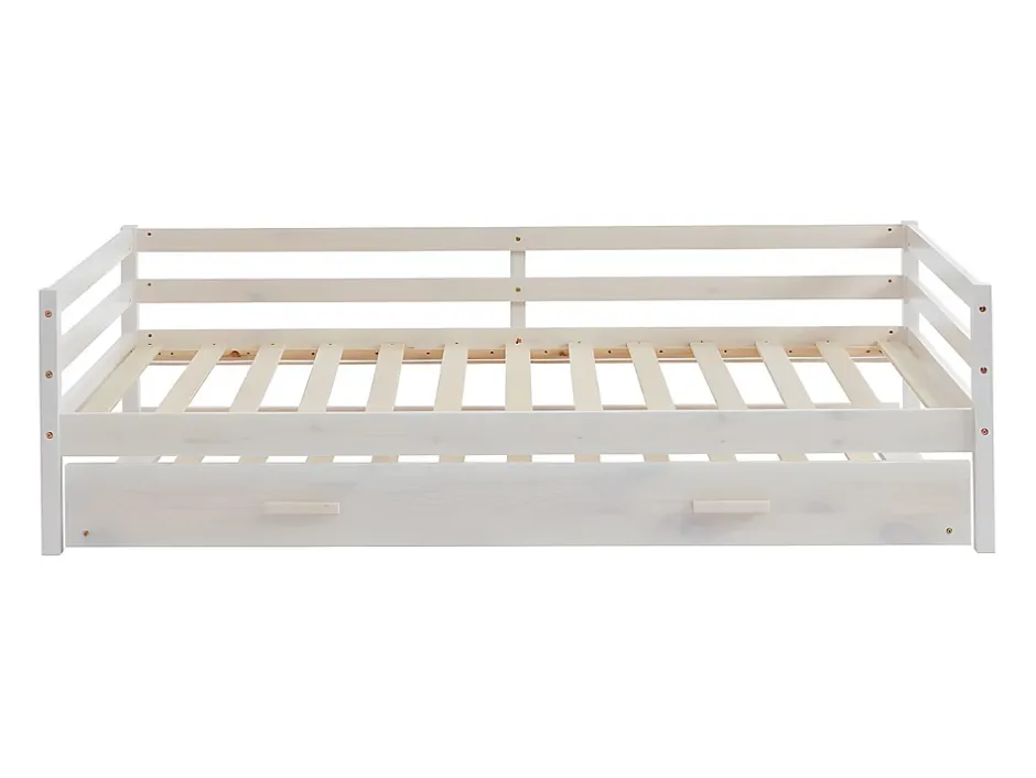 Vente-unique Lit gigogne AEDAN II - 2 x 90 x 190 cm - Pin massif et MDF - Blanchi Hot