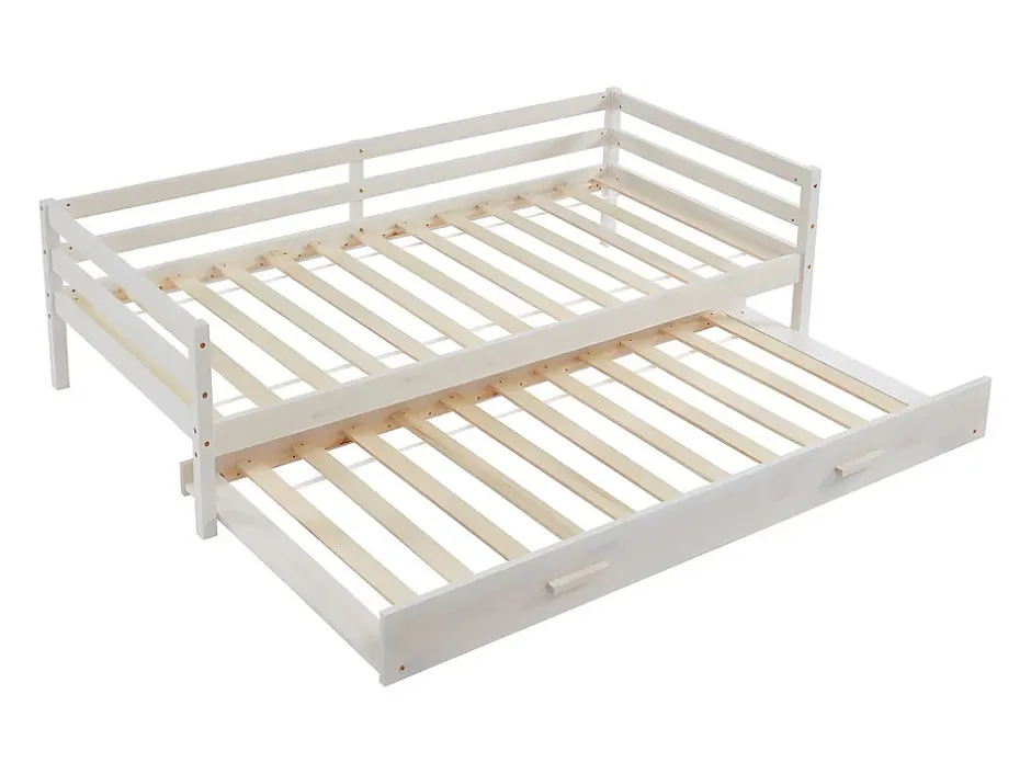Vente-unique Lit gigogne AEDAN II - 2 x 90 x 190 cm - Pin massif et MDF - Blanchi Hot