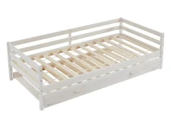 Vente-unique Lit gigogne AEDAN II - 2 x 90 x 190 cm - Pin massif et MDF - Blanchi Hot
