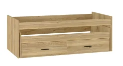 Pegane Lit gigogne avec 2 tiroirs coloris chêne Mauvella - Longueur 195,20 x profondeur 98 x hauteur 48,50 cm Discount