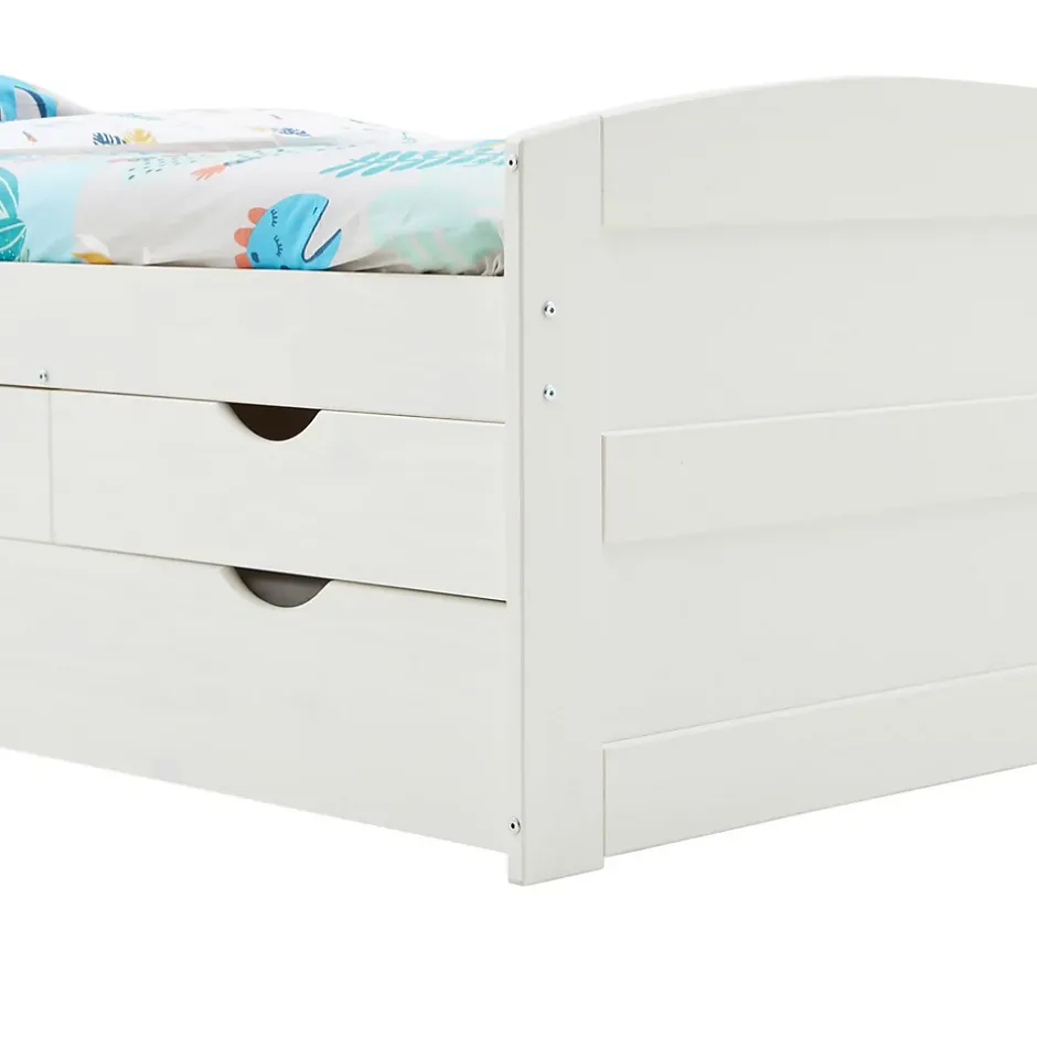 Idimex Lit gigogne avec rangements JESSY, 90 x 190 cm en pin massif lasuré blanc Online