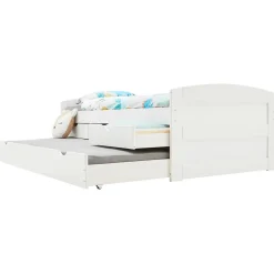 Idimex Lit gigogne avec rangements JESSY, 90 x 190 cm en pin massif lasuré blanc Online