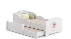 Htmeubles Lit gigogne blanc ARMONA - Fée rose - 2 x 160 cm x 80 cm