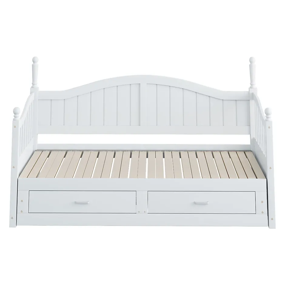 Okwish Lit Gigogne en Bois 90/180x190 cm Extensible avec Tiroirs et Sommier Intégré, Lit Multifonction pour enfant ou Adulte, Blanc Discount