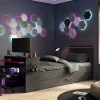 Vente-unique Lit gigogne gamer2 x 90 x 200 cm - Avec bureau - LEDs - Anthracite et rouge + Sommier - VOUANI