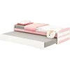 Idimex Lit gigogne LORENA en pin massif, 90 x 190 cm, lasuré blanc et rose