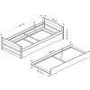 Idimex Lit gigogne LORENA en pin massif, 90 x 200 cm, lasuré blanc et rose Outlet