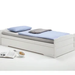 Idimex Lit gigogne LORENA en pin massif, 90 x 200 cm, lasuré blanc Hot
