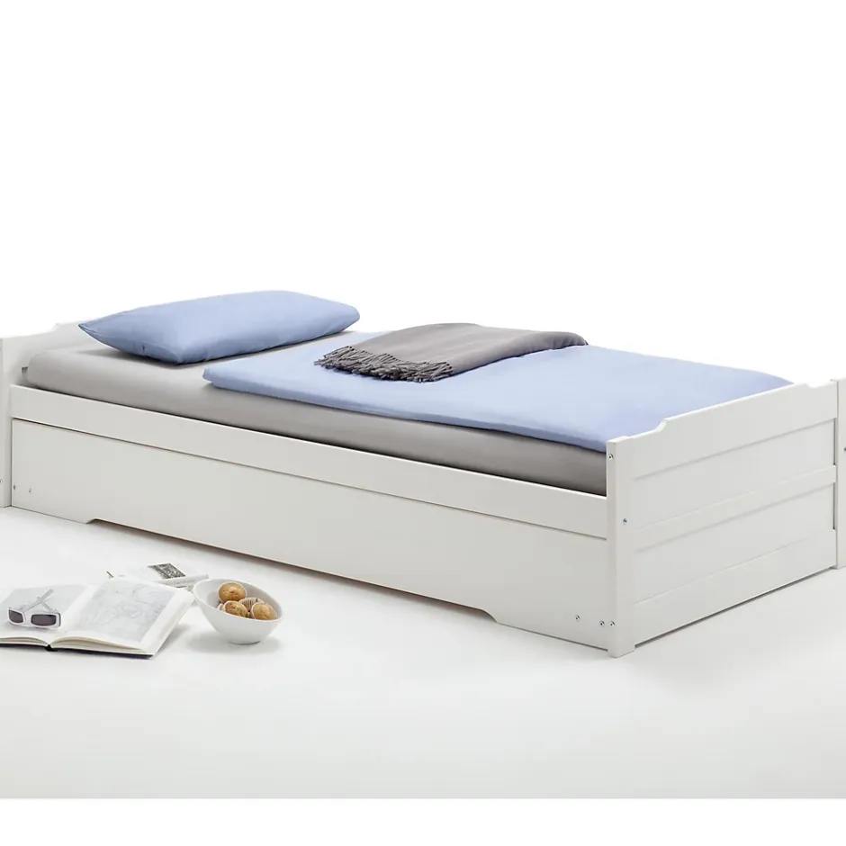 Idimex Lit gigogne LORENA en pin massif, 90 x 200 cm, lasuré blanc Hot