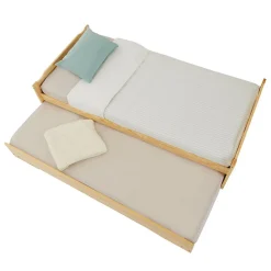 Idimex Lit gigogne LORENA en pin massif, 90 x 190 cm, vernis naturel et blanc