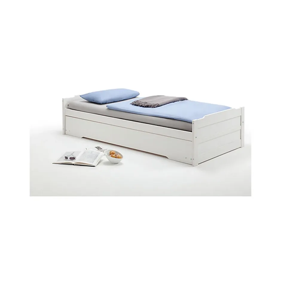 Idimex Lit gigogne LORENA en pin massif, 90 x 190 cm, lasuré blanc New
