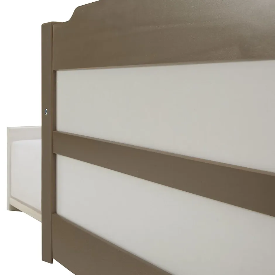 Idimex Lit gigogne LORENA en pin massif, 90 x 190 cm, lasuré taupe et blanc Clearance