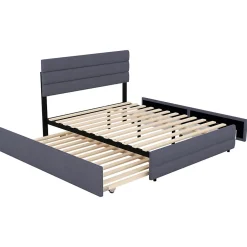 ProximaX Lit gigogne pour adulte et enfant 140 x 200cm & 90 x 190cm avec broche pour deux personnes et deux tiroirs, gris Best