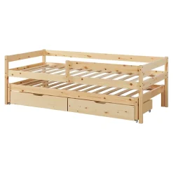 [En.Casa] Lit gigogne pour enfant Sonkajärvi avec 2 tiroirs bois de pin 90 x 200 cm naturel en.casa