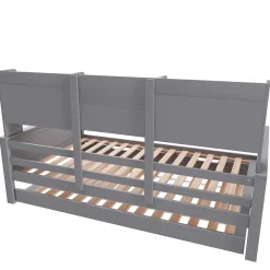 Okwish Lit gigogne simple 90x200 cm en bois avec rangement intégré - multifonction, pratique et spacieux, gris, sans matelas Online