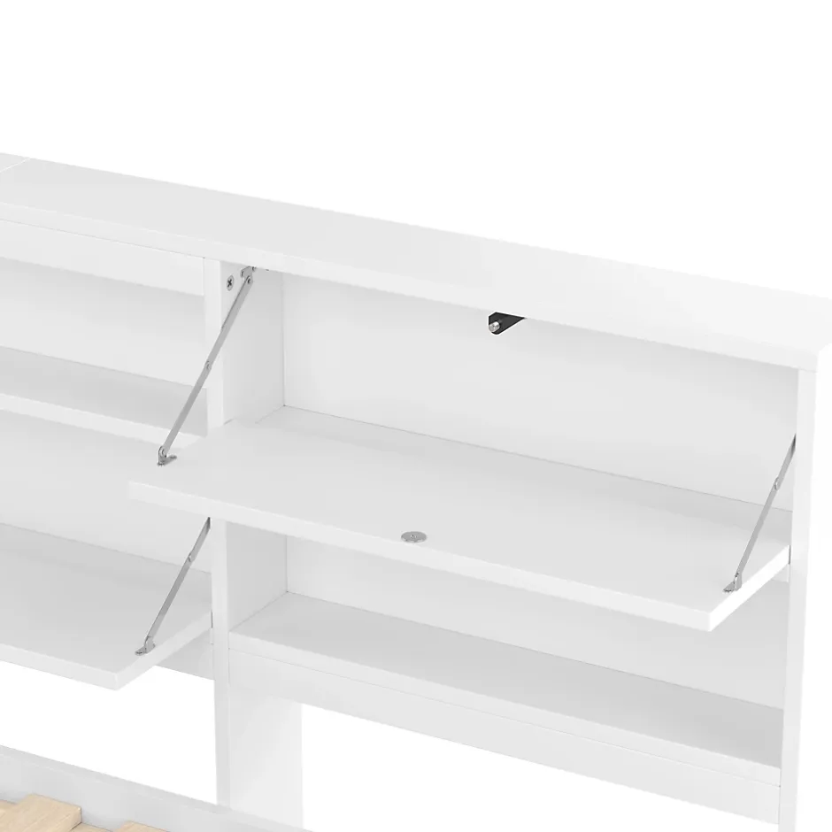 Okwish Lit Gigogne 140x200 cm - Daybed Multifonction avec Tête de Lit et Lit Tiroir - Sans Matelas - Bois Blanc Discount