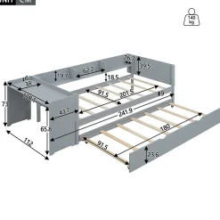 Okwish Lit Gigogne 90x200 cm - Lit Combiné enfant avec Bureau et 3 Étagères - Sans Matelas - Gris Best