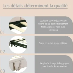 Okwish Lit Gigogne 90x200 cm - Lit Enfant Velours avec Rangement et Lit Extensible, 2-en-1 Multifonction, Sans Matelas, Beige Outlet