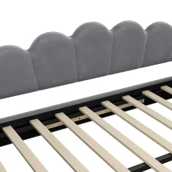 Okwish Lit gigogne 140x200 cm - Lit simple avec lit d'appoint extensible - MDF et Lin - Sans matelas - Gris Hot