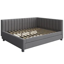 Okwish Lit Gigogne 140x200 cm avec Sommier à Lattes et Lit Tiroir Multifonction - Sans Matelas - Velours Gris Hot