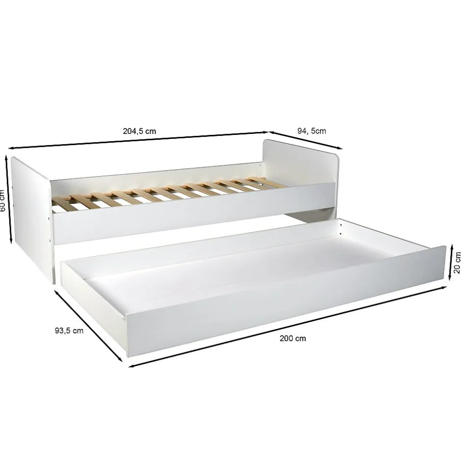 Weber Industries Lit gigogne 90x200 cm BALI / Blanc Hot