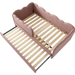Okwish Lit Gigogne 90x190 cm, Lit Enfant Banquette avec Lit Tiroir et Sommier à Lattes, Design Moderne, Revêtement Velours Rose Online