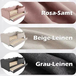 Okwish Lit Gigogne 90x190 cm, Lit Enfant Banquette avec Lit Tiroir et Sommier à Lattes, Design Moderne, Revêtement Velours Rose Online