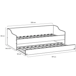 Bb Loisir Lit gigogne 90x200cm blanc SWITY Blanc inclus sommier et 1 tiroir lit Best