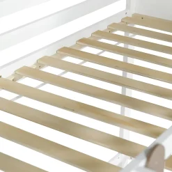Fortuna lai Lit haut 90x200 cm avec toit, fenêtres, échelle 3 marches, sécurité, cadre bois, blanc Discount