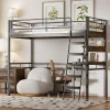 Enfant Fortuna lai Lit Haut 90x200cm, Bureau, Rangement, Échelle, Métal, Noir