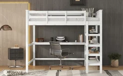 Fortuna lai Lit Haut 140x200cm, Bureau, Rangement, Échelle, Métal, Blanc Online