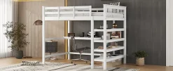 Fortuna lai Lit Haut 140x200cm, Bureau, Rangement, Échelle, Métal, Blanc Online