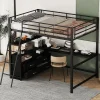 Enfant Fortuna lai Lit Haut 140x200cm, Métal, Bureau, Rangement, Échelle, Sans Matelas, Noir