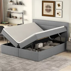 Fortuna lai Lit Haut 140x200cm, Métal, Bureau avec Rangement, Noir Discount