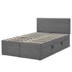 Fortuna lai Lit Haut 140x200cm, Métal, Bureau avec Rangement, Noir Discount