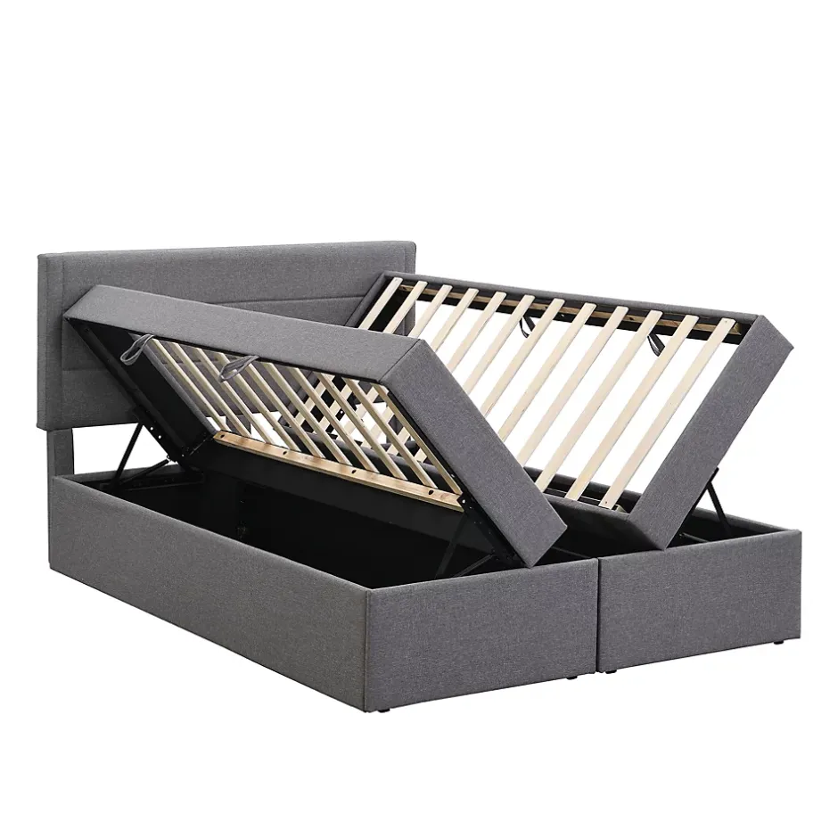 Fortuna lai Lit Haut 140x200cm, Métal, Bureau avec Rangement, Noir Discount