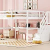 Fortuna lai Lit Haut 140x200cm, Rangement, Bureau, Échelle, Sans Matelas, Blanc