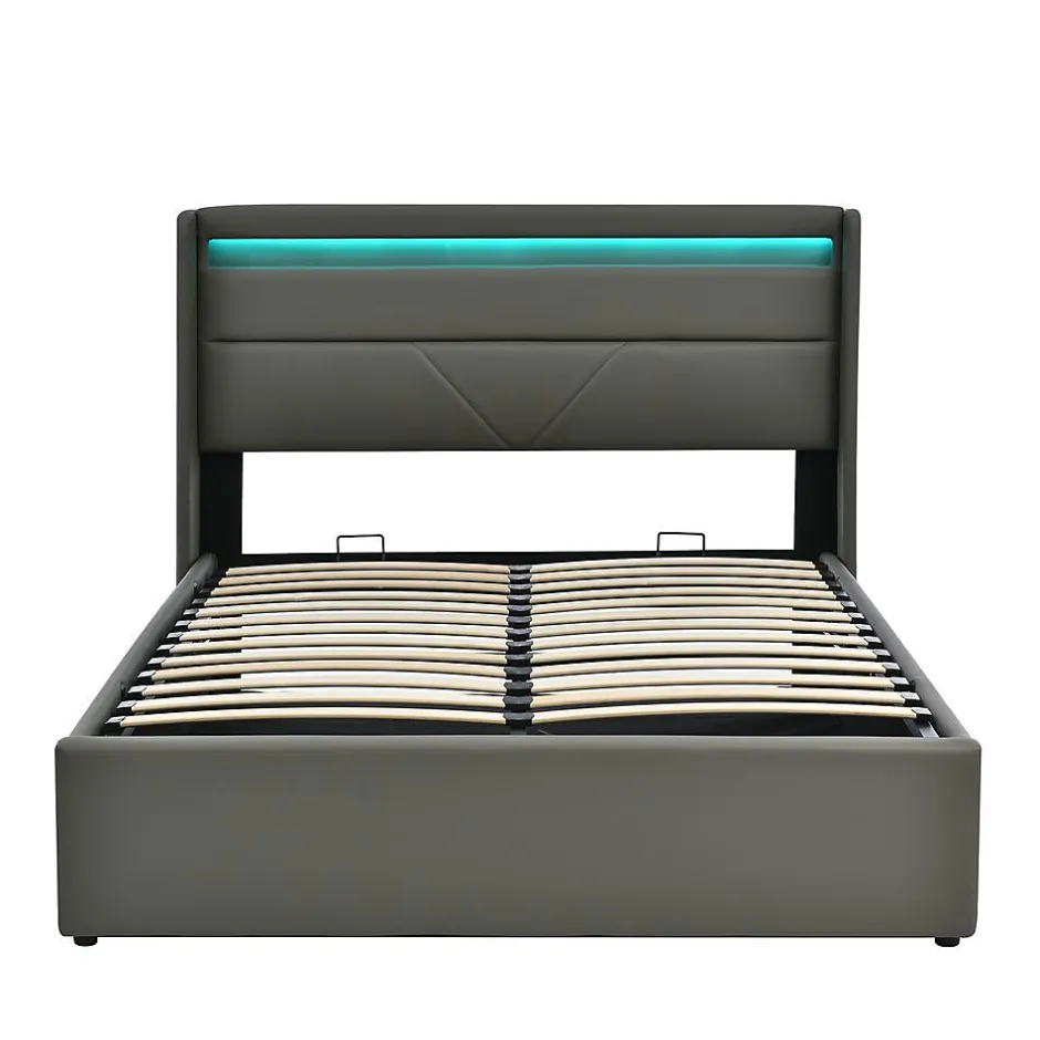 Blackcolors Lit Hydraulique 140X200Cm Led Sommier Gris
