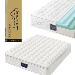 Gutent Lit hydraulique 140x200cm, lit double, espace de rangement en tête de lit avec port usb et type c, lin, gris, avec matelas