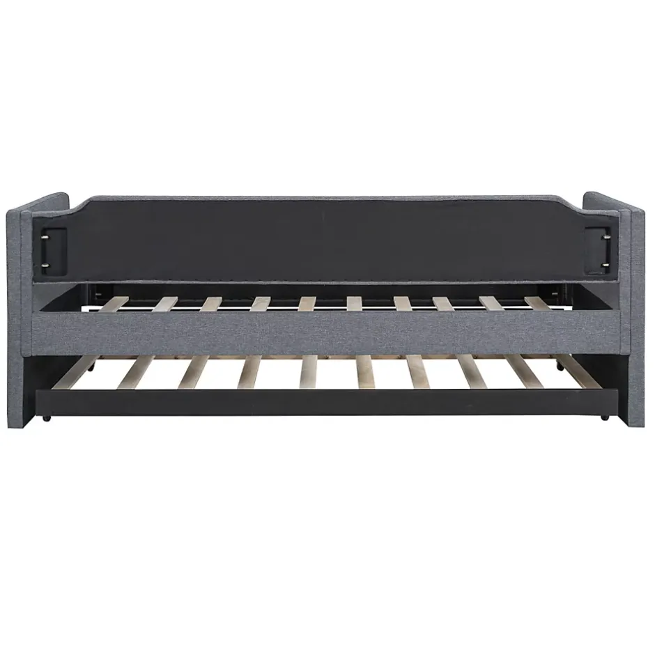 Fortuna lai Lit individuel, 90x200cm, avec roulettes, Gris