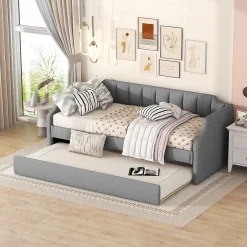 Fortuna lai Lit individuel, 90x200cm, avec roulettes, Gris