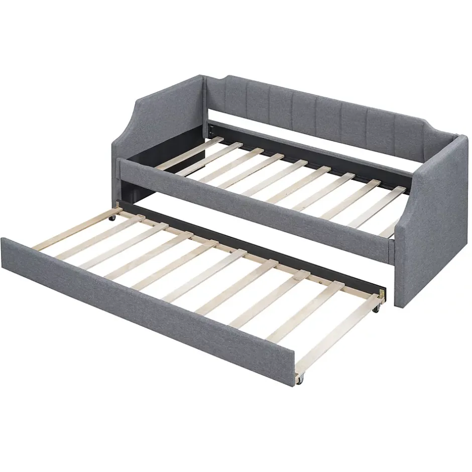 Fortuna lai Lit individuel, 90x200cm, avec roulettes, Gris