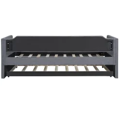 Fortuna lai Lit individuel, 90x200cm, avec roulettes, Gris